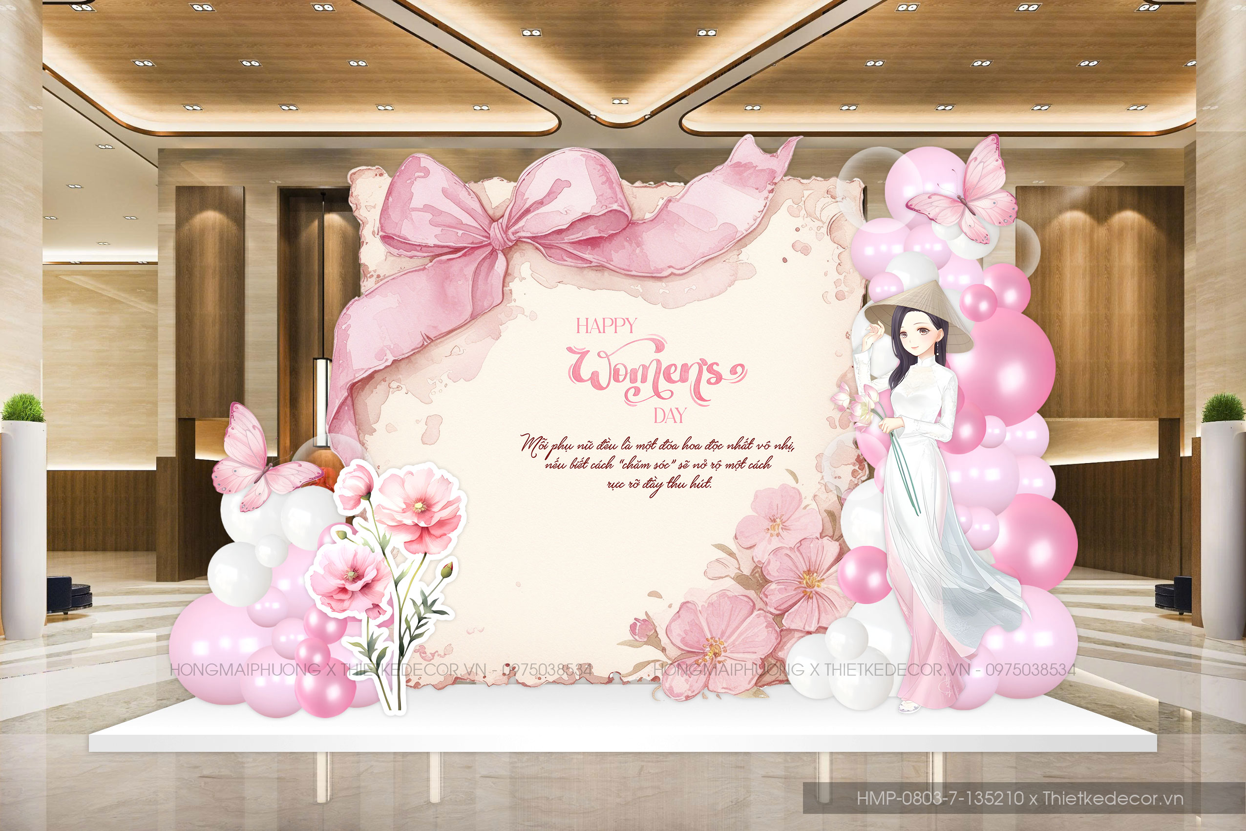 File thiết kế trang trí decor chào mừng ngày Quốc tế Phụ nữ 8 tháng 3 tone hồng- tím